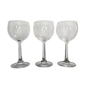 Vintage Clear Stemmed Wine Glasses Set of 3 Round Bowl Goblets Barware